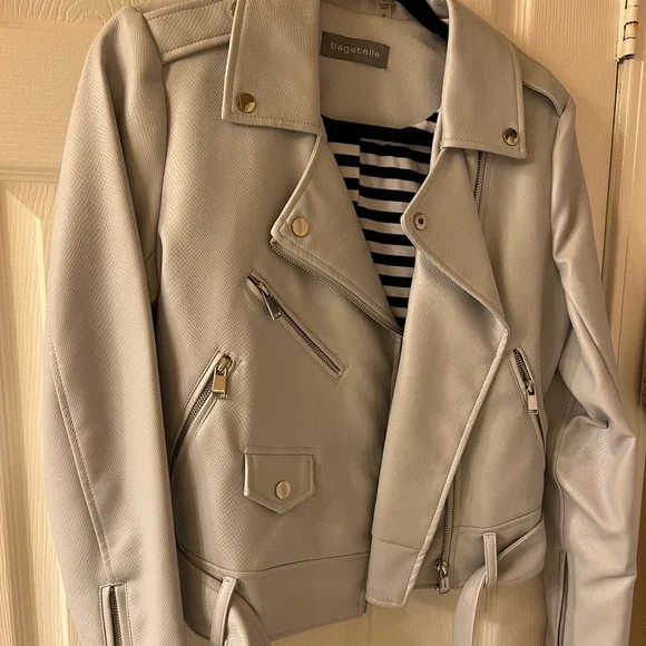 Bagatelle Belted Leather Biker Jacket - Picture 3 of 5